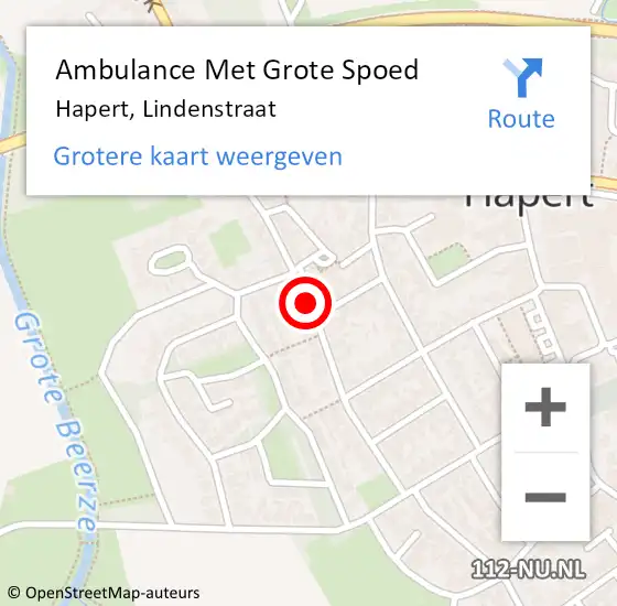 Locatie op kaart van de 112 melding: Ambulance Met Grote Spoed Naar Hapert, Lindenstraat op 24 januari 2019 17:23