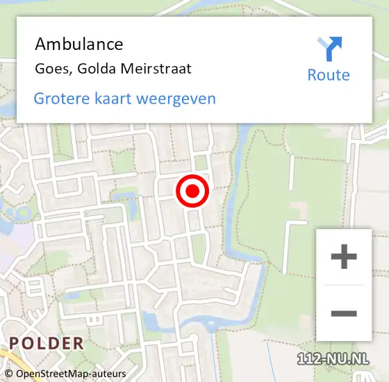 Locatie op kaart van de 112 melding: Ambulance Goes, Golda Meirstraat op 24 januari 2019 17:27