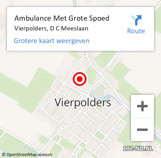 Locatie op kaart van de 112 melding: Ambulance Met Grote Spoed Naar Vierpolders, D C Meeslaan op 24 januari 2019 18:01