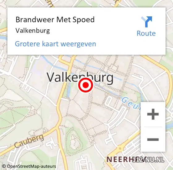 Locatie op kaart van de 112 melding: Brandweer Met Spoed Naar Valkenburg op 24 januari 2019 19:13