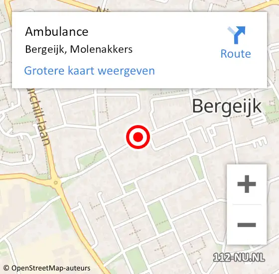 Locatie op kaart van de 112 melding: Ambulance Bergeijk, Molenakkers op 24 januari 2019 19:33