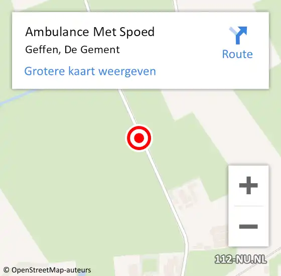 Locatie op kaart van de 112 melding: Ambulance Met Spoed Naar Geffen, De Gement op 24 januari 2019 20:56