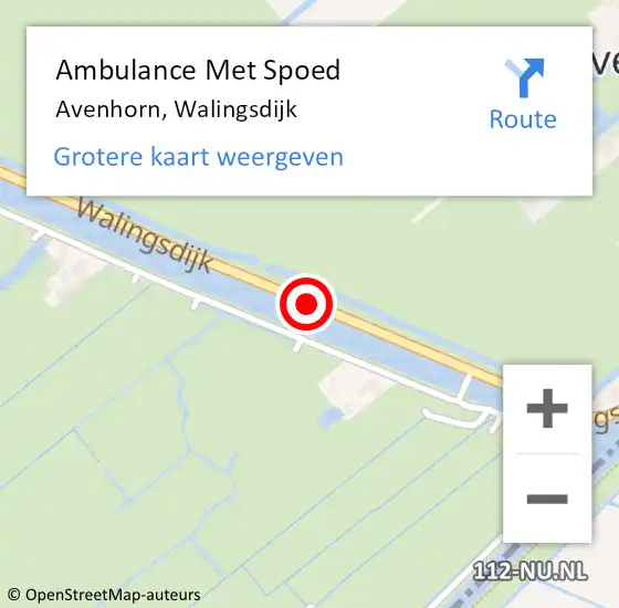 Locatie op kaart van de 112 melding: Ambulance Met Spoed Naar Avenhorn, Walingsdijk op 24 januari 2019 22:25