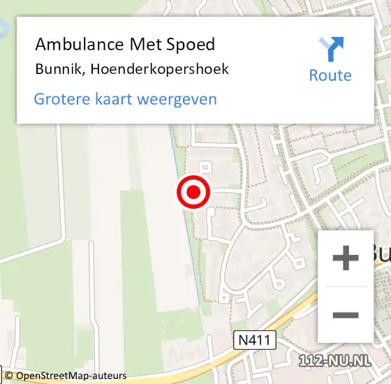 Locatie op kaart van de 112 melding: Ambulance Met Spoed Naar Bunnik, Hoenderkopershoek op 21 maart 2014 13:25