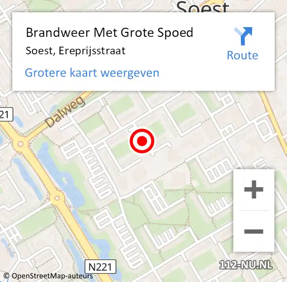 Locatie op kaart van de 112 melding: Brandweer Met Grote Spoed Naar Soest, Ereprijsstraat op 25 januari 2019 00:24