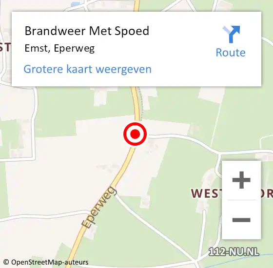 Locatie op kaart van de 112 melding: Brandweer Met Spoed Naar Emst, Eperweg op 25 januari 2019 01:10