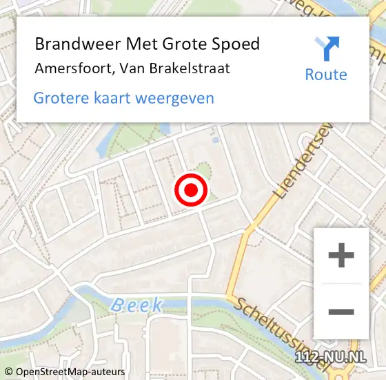 Locatie op kaart van de 112 melding: Brandweer Met Grote Spoed Naar Amersfoort, Van Brakelstraat op 25 januari 2019 01:21