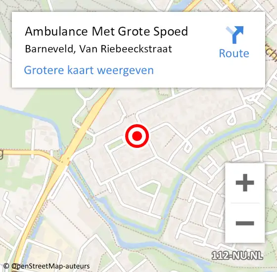 Locatie op kaart van de 112 melding: Ambulance Met Grote Spoed Naar Barneveld, Van Riebeeckstraat op 25 januari 2019 01:46