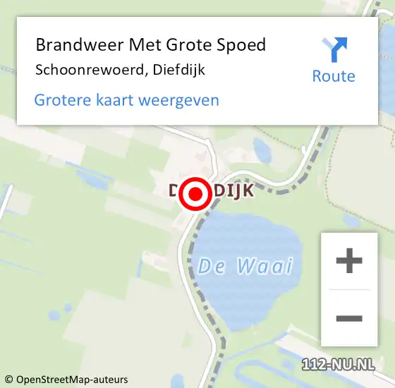 Locatie op kaart van de 112 melding: Brandweer Met Grote Spoed Naar Schoonrewoerd, Diefdijk op 25 januari 2019 03:47