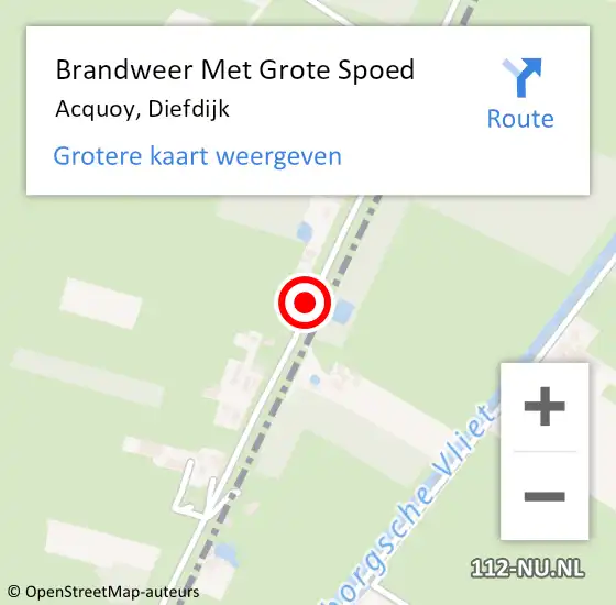 Locatie op kaart van de 112 melding: Brandweer Met Grote Spoed Naar Acquoy, Diefdijk op 25 januari 2019 03:49