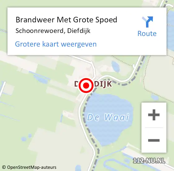 Locatie op kaart van de 112 melding: Brandweer Met Grote Spoed Naar Schoonrewoerd, Diefdijk op 25 januari 2019 03:51