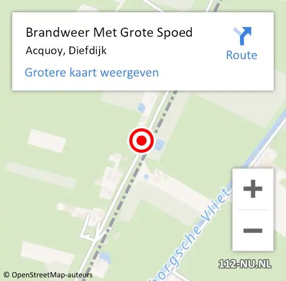 Locatie op kaart van de 112 melding: Brandweer Met Grote Spoed Naar Acquoy, Diefdijk op 25 januari 2019 03:53