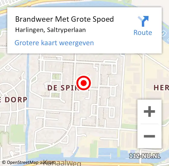 Locatie op kaart van de 112 melding: Brandweer Met Grote Spoed Naar Harlingen, Saltryperlaan op 25 januari 2019 04:44