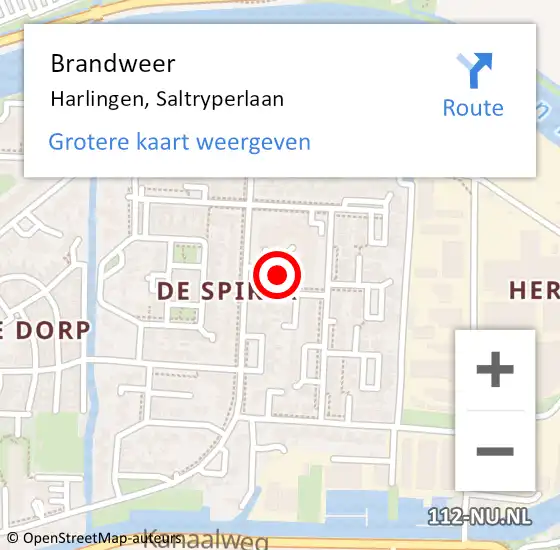 Locatie op kaart van de 112 melding: Brandweer Harlingen, Saltryperlaan op 25 januari 2019 04:47