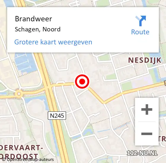 Locatie op kaart van de 112 melding: Brandweer Schagen, Noord op 25 januari 2019 05:18