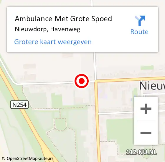 Locatie op kaart van de 112 melding: Ambulance Met Grote Spoed Naar Nieuwdorp, Havenweg op 25 januari 2019 06:42