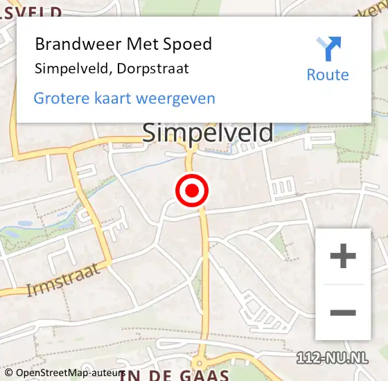 Locatie op kaart van de 112 melding: Brandweer Met Spoed Naar Simpelveld, Dorpstraat op 25 januari 2019 06:44