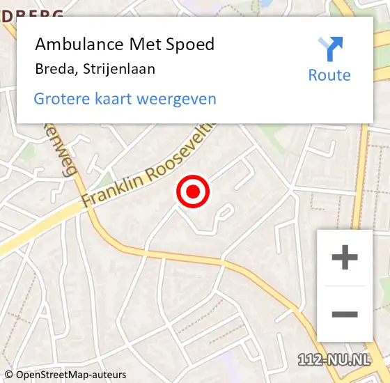 Locatie op kaart van de 112 melding: Ambulance Met Spoed Naar Breda, Strijenlaan op 25 januari 2019 07:13