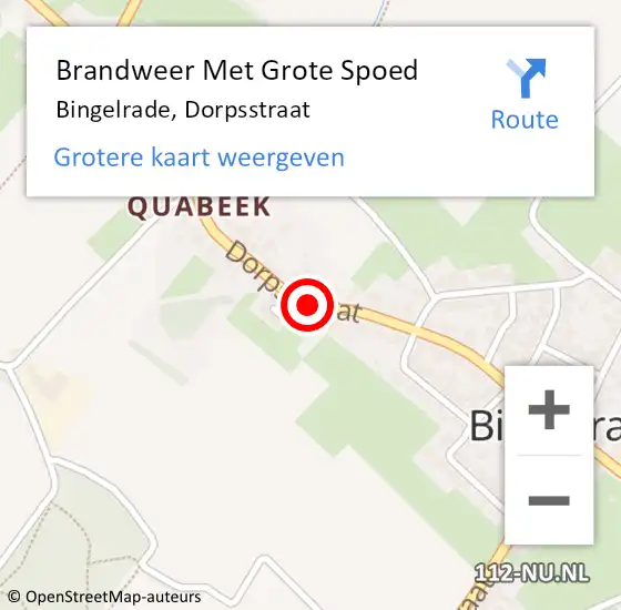 Locatie op kaart van de 112 melding: Brandweer Met Grote Spoed Naar Bingelrade, Dorpsstraat op 25 januari 2019 07:23