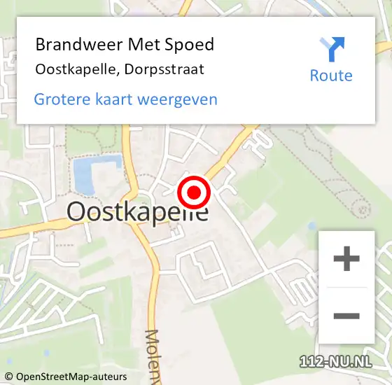 Locatie op kaart van de 112 melding: Brandweer Met Spoed Naar Oostkapelle, Dorpsstraat op 25 januari 2019 08:42