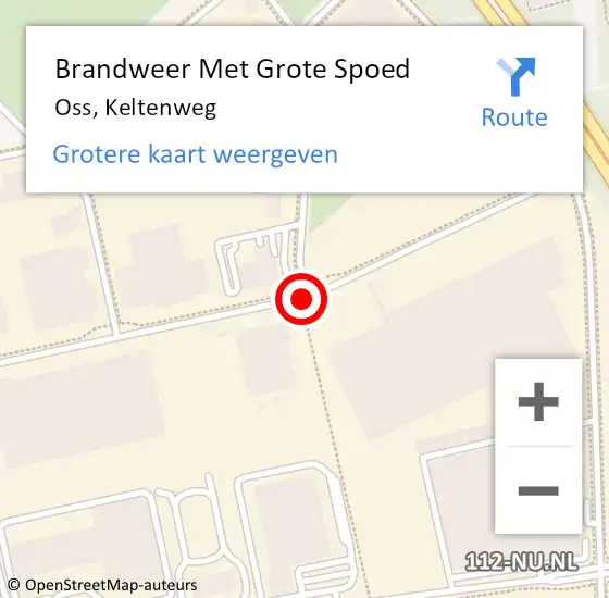 Locatie op kaart van de 112 melding: Brandweer Met Grote Spoed Naar Oss, Keltenweg op 25 januari 2019 09:06