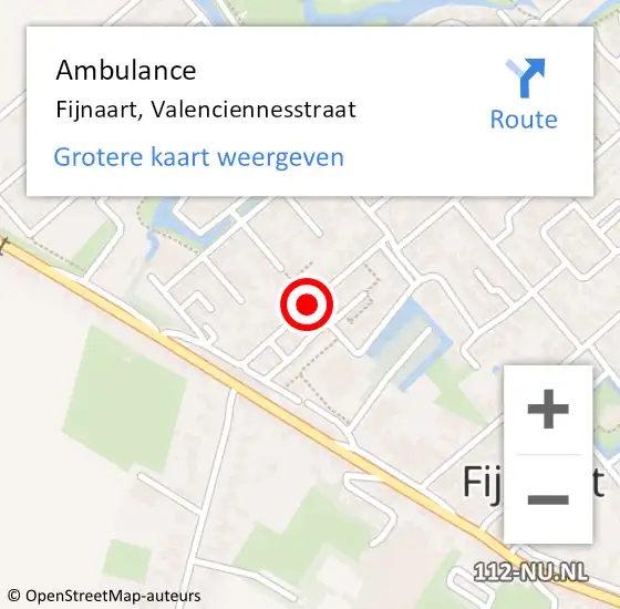 Locatie op kaart van de 112 melding: Ambulance Fijnaart, Valenciennesstraat op 25 januari 2019 09:08