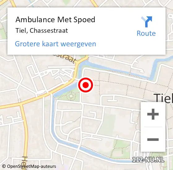 Locatie op kaart van de 112 melding: Ambulance Met Spoed Naar Tiel, Chassestraat op 25 januari 2019 09:47