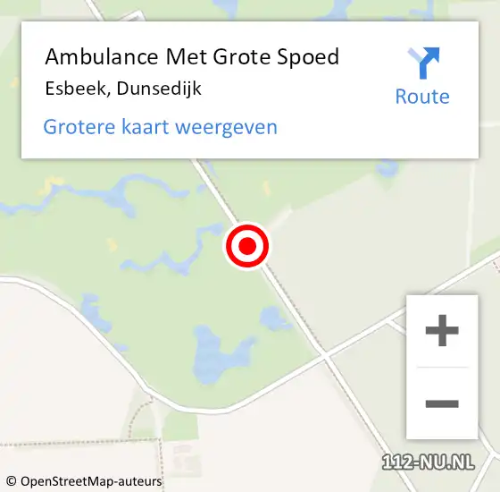 Locatie op kaart van de 112 melding: Ambulance Met Grote Spoed Naar Esbeek, Dunsedijk op 25 januari 2019 10:33