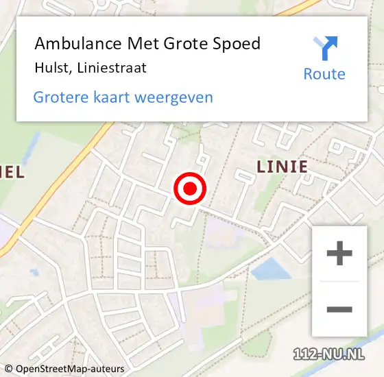 Locatie op kaart van de 112 melding: Ambulance Met Grote Spoed Naar Hulst, Liniestraat op 25 januari 2019 11:08