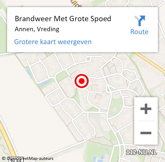 Locatie op kaart van de 112 melding: Brandweer Met Grote Spoed Naar Annen, Vreding op 21 maart 2014 14:01