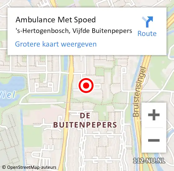 Locatie op kaart van de 112 melding: Ambulance Met Spoed Naar 's-Hertogenbosch, Vijfde Buitenpepers op 25 januari 2019 11:28