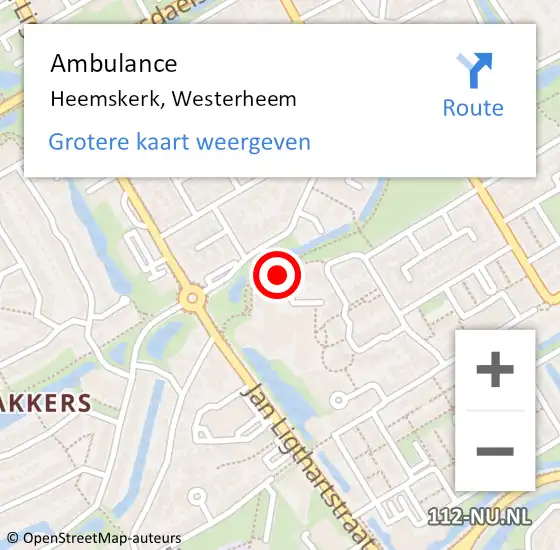Locatie op kaart van de 112 melding: Ambulance Heemskerk, Westerheem op 25 januari 2019 12:08