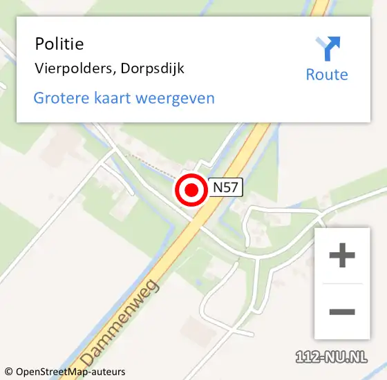 Locatie op kaart van de 112 melding: Politie Vierpolders, Dorpsdijk op 25 januari 2019 12:28