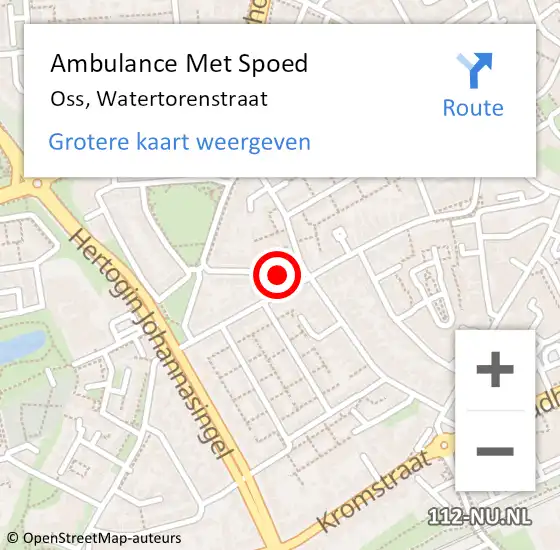 Locatie op kaart van de 112 melding: Ambulance Met Spoed Naar Oss, Watertorenstraat op 25 januari 2019 12:38