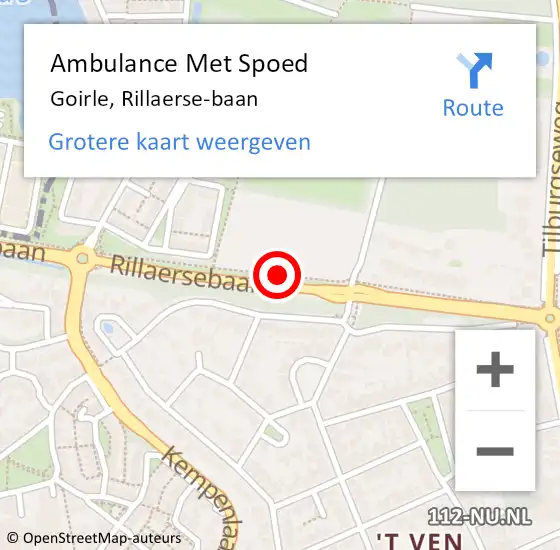 Locatie op kaart van de 112 melding: Ambulance Met Spoed Naar Goirle, Rillaerse-baan op 25 januari 2019 12:46