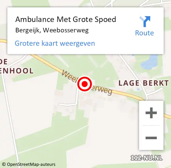 Locatie op kaart van de 112 melding: Ambulance Met Grote Spoed Naar Bergeijk, Weebosserweg op 25 januari 2019 12:48