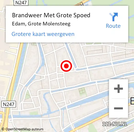 Locatie op kaart van de 112 melding: Brandweer Met Grote Spoed Naar Edam, Grote Molensteeg op 25 januari 2019 13:16