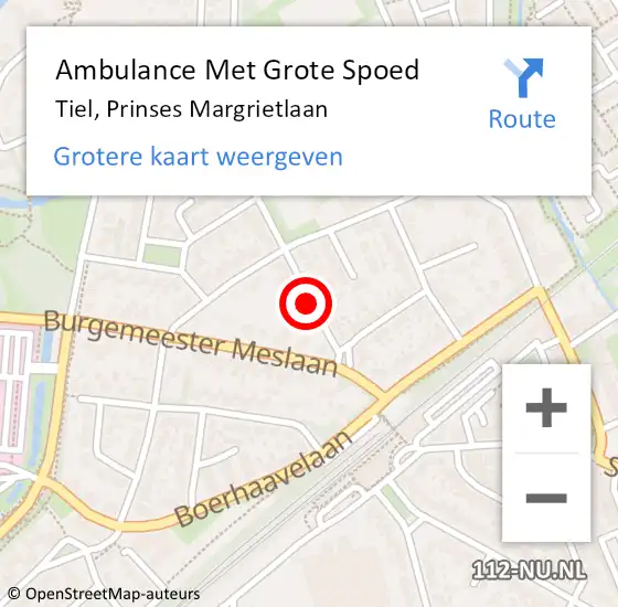 Locatie op kaart van de 112 melding: Ambulance Met Grote Spoed Naar Tiel, Prinses Margrietlaan op 25 januari 2019 13:19