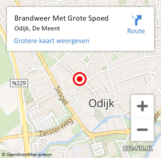 Locatie op kaart van de 112 melding: Brandweer Met Grote Spoed Naar Odijk, De Meent op 21 maart 2014 14:18