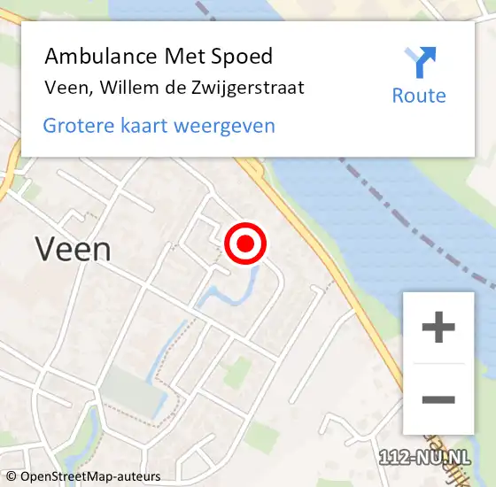 Locatie op kaart van de 112 melding: Ambulance Met Spoed Naar Veen, Willem de Zwijgerstraat op 25 januari 2019 14:43