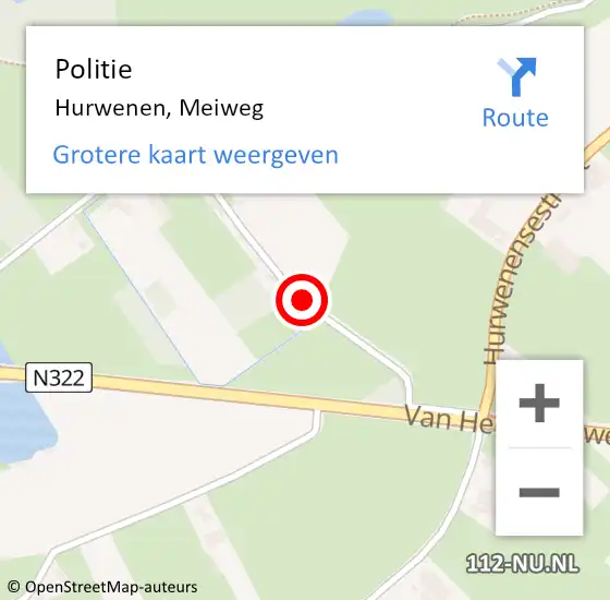 Locatie op kaart van de 112 melding: Politie Hurwenen, Meiweg op 25 januari 2019 14:51