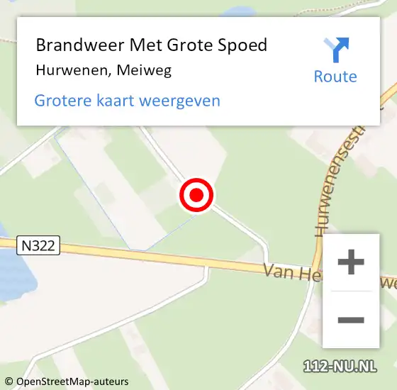 Locatie op kaart van de 112 melding: Brandweer Met Grote Spoed Naar Hurwenen, Meiweg op 25 januari 2019 14:51