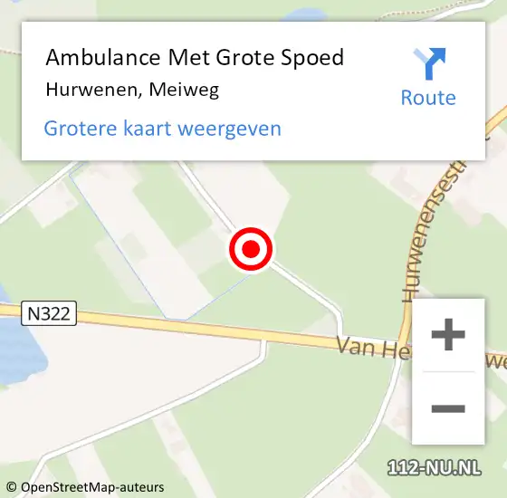 Locatie op kaart van de 112 melding: Ambulance Met Grote Spoed Naar Hurwenen, Meiweg op 25 januari 2019 14:52