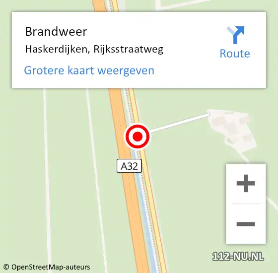 Locatie op kaart van de 112 melding: Brandweer Haskerdijken, Rijksstraatweg op 25 januari 2019 15:24