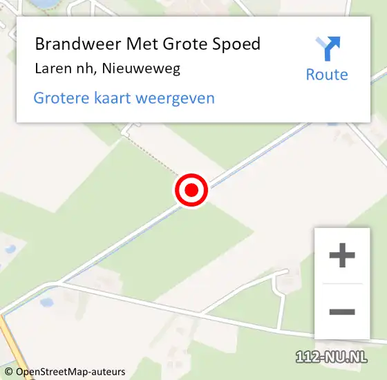 Locatie op kaart van de 112 melding: Brandweer Met Grote Spoed Naar Laren nh, Nieuweweg op 25 januari 2019 15:31