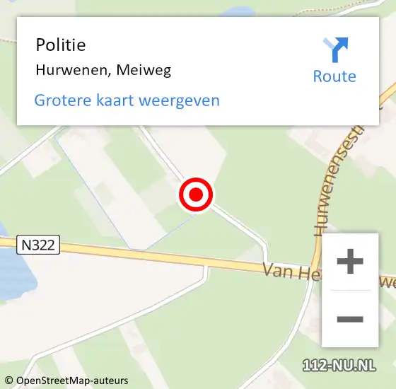 Locatie op kaart van de 112 melding: Politie Hurwenen, Meiweg op 25 januari 2019 15:52