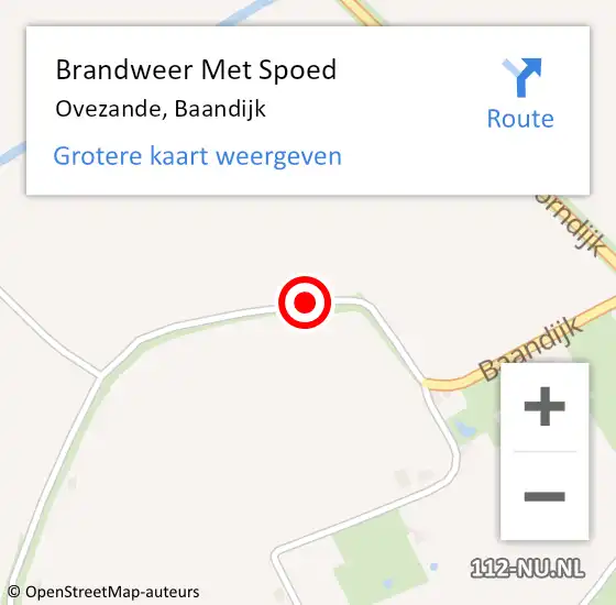 Locatie op kaart van de 112 melding: Brandweer Met Spoed Naar Ovezande, Baandijk op 25 januari 2019 16:07