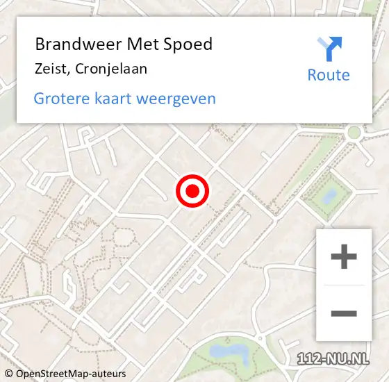 Locatie op kaart van de 112 melding: Brandweer Met Spoed Naar Zeist, Cronjelaan op 25 januari 2019 17:47