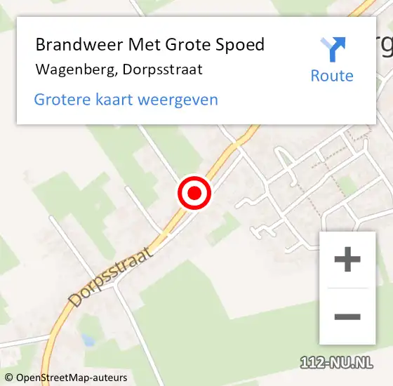 Locatie op kaart van de 112 melding: Brandweer Met Grote Spoed Naar Wagenberg, Dorpsstraat op 25 januari 2019 18:04