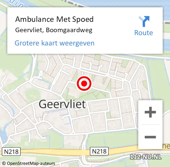 Locatie op kaart van de 112 melding: Ambulance Met Spoed Naar Geervliet, Boomgaardweg op 25 januari 2019 19:13